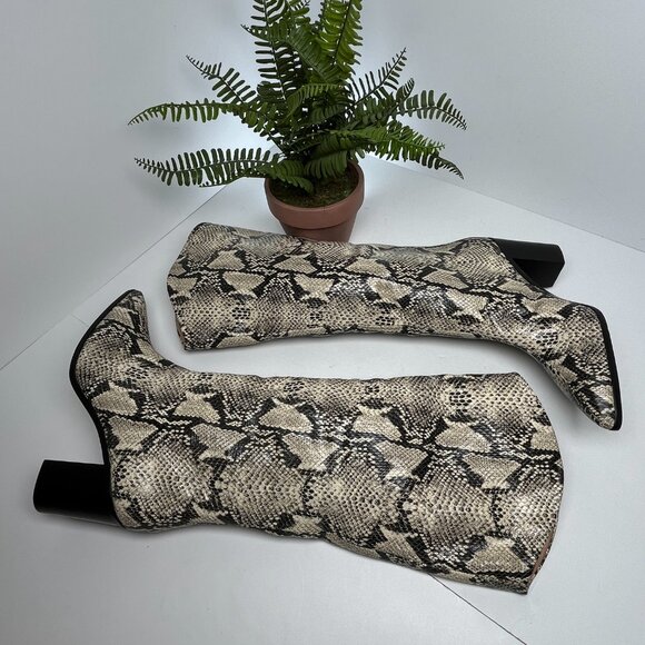 Schutz Maryana Block Heel Boots Size 9.5B Snake Print Knee High Boots Western - Picture 4 of 12